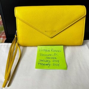 Balenciaga Paper Manny Bi-fold Long Big Wallet Yellow